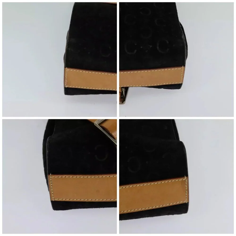 CELINE C Macadam Canvas Shoulder Bag Suede Black Auth - Picture 16 of 16